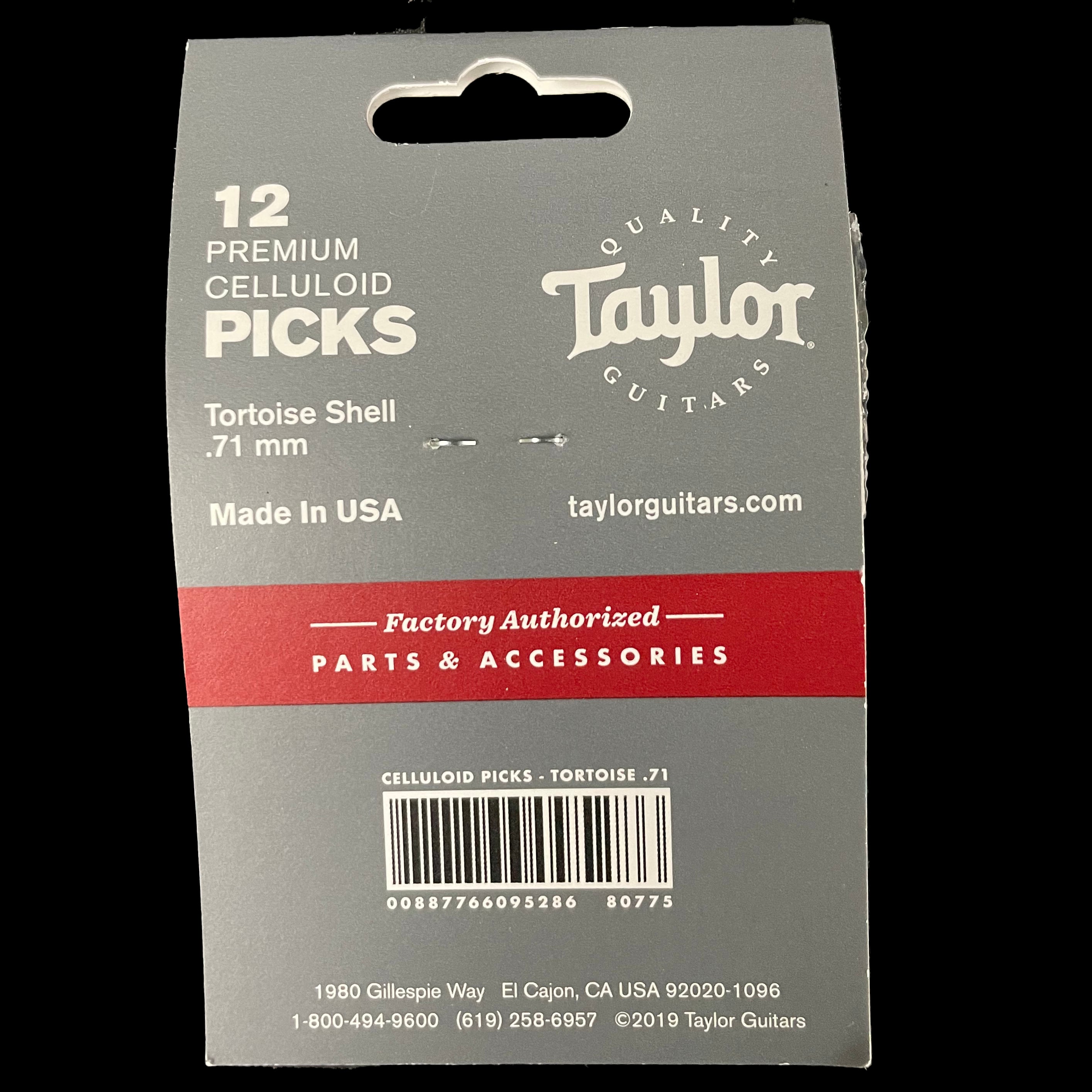 Taylor Celluloid Tortoise Shell .71mm 351 Pick Pack 12 Pack