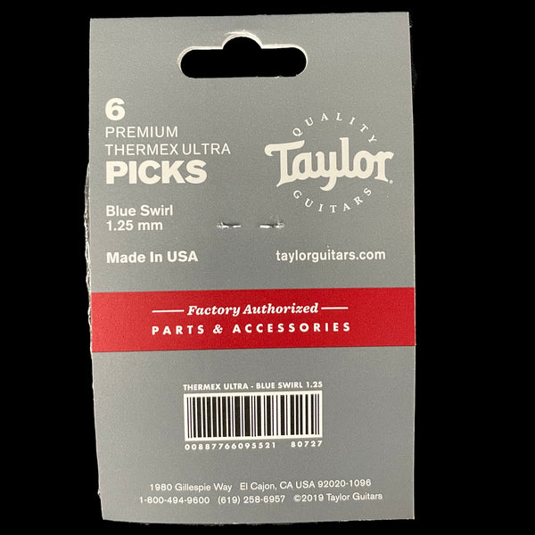 Taylor DarkTone Premium 351 Thermex Ultra Picks Blue Swirl 1.25mm 6 Pack