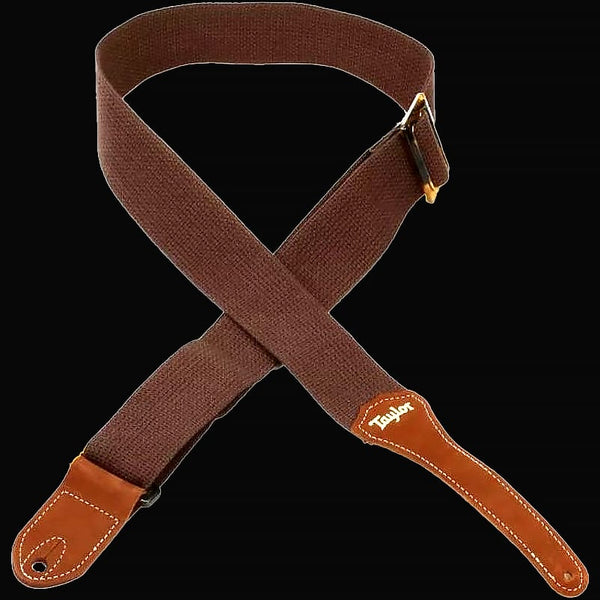 Taylor GS Mini Cotton Guitar Strap w/ Suede Ends Chocolate Brown 2"