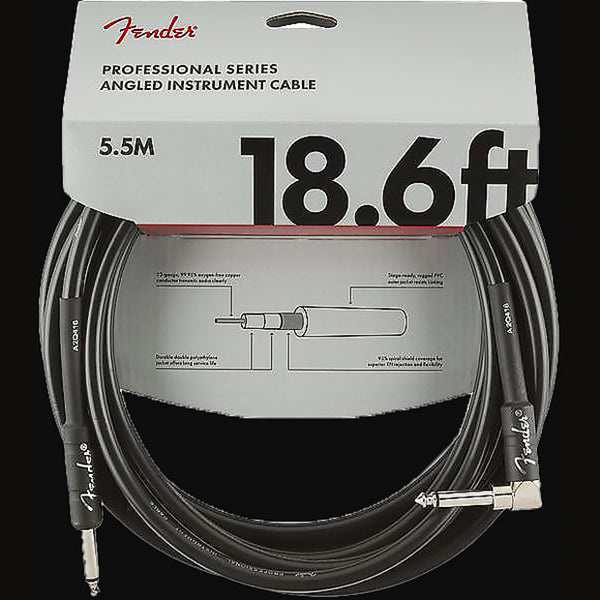 Fender Professional Series Straight to Right Angle Instrument Cable 18.6ft Black